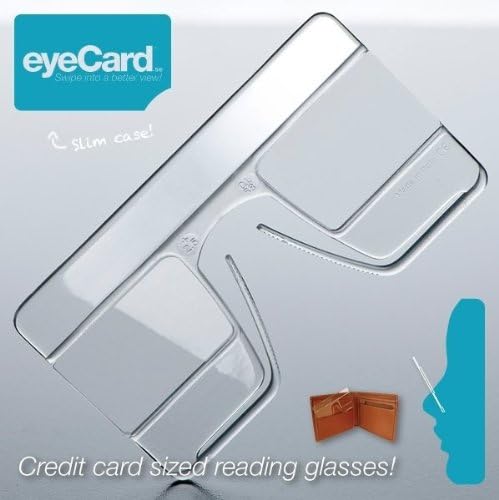 eyeCard - Set of 2 - Most Compact Revolutionary Reading Glasses - Hands-Free Wearable Magnifying Glass – pince Nez Readers - Size of a Credit Card - Universal on-The-go Reader