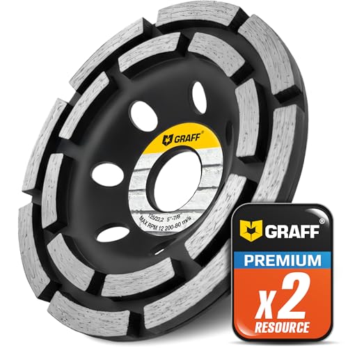 GRAFF Disque Diamant 125 mm à Meuler - Disque de Ponçage pour Béton, Pierre, Granit, Maçonnerie - Meule Boisseaux de Poncage Béton