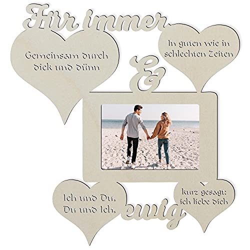 Holz Deko Liebesgeschenk Geschenk für Männer Frauen Mann Frau Wand Foto Holz Bilderrahmen für Immer & ewig Partner 10x15 cm Ehepaar Paar Pärchen Frauen Freundin Ehefrau Ehemann Valentinstag