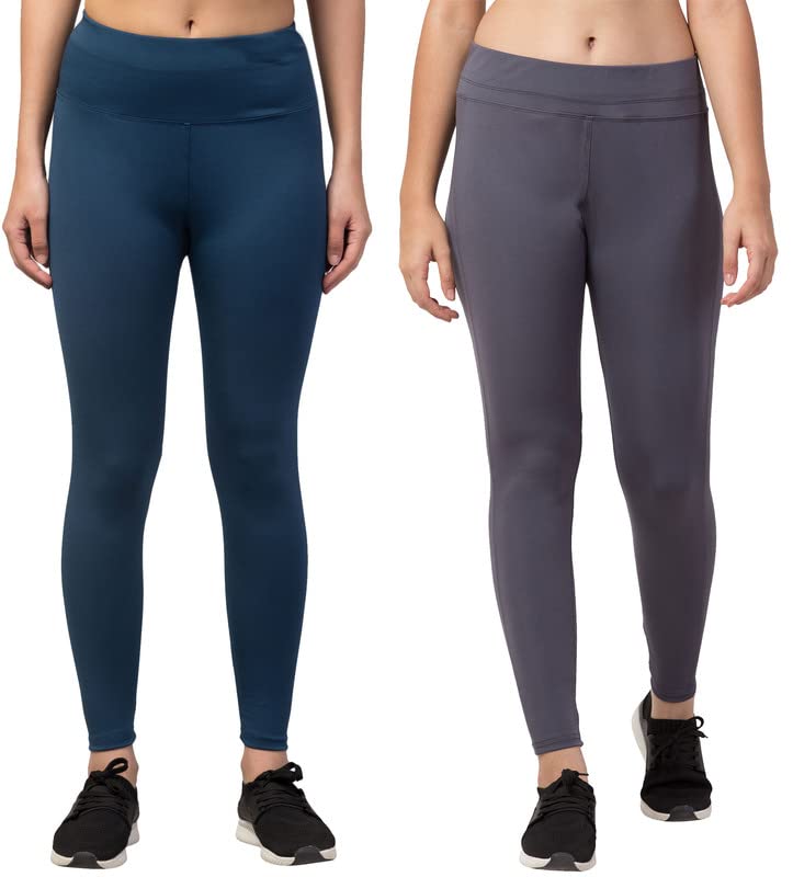 Image of BLUECON Gym wear Leggings Ankle Length Workout Pants | Stretchable Tights | Mid Waist Sports Fitness Yoga Track Pants for Girls & Women (Pack of 2)