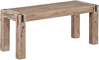 Alaterre Woodstock 36-Inch Bench: Solid Acacia Wood Legs, Bronze Metal Inset - Modern Farmhouse Entryway Living Room Seating