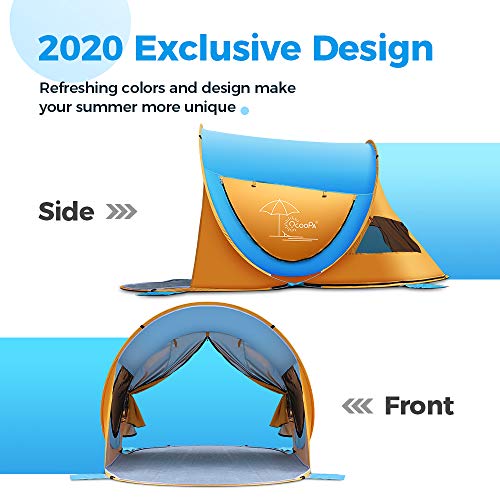 Ocoopa Beach Tent, Large Pop Up Beach Tent For 4 People, Anti-Uv Automatic Beach Tent Camping Sun Shelter Instant Portable, 4 Sides Ventilation Design Sun Shelter Tents, Suitable For Family (Blue) #TOP1