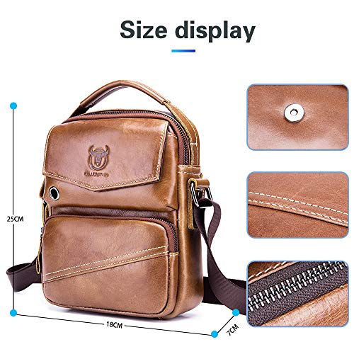 MANNUOSI Borsa da Uomo a Tracolla in Vera Pelle da...