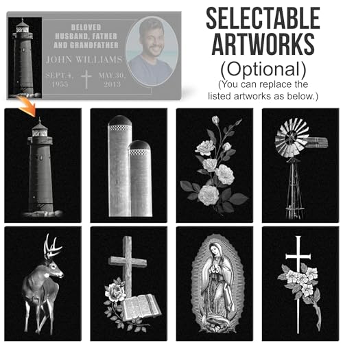 Image of ADFSTONE Granite Memorial Plaques for Outdoors - Personalized Headstones for Graves, Memorial Stones for Loved Ones, Grave Markers for Cemetery for Humans, Bereavement Garden Stones w /Porcelain Photo
