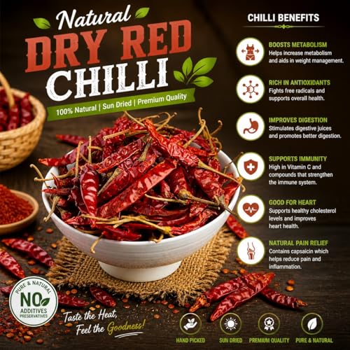Image of Red Chilli Whole 400gm | Natural Dry Lal Mirch Sabut | Medium Pungency, No Additives | Tadka Lal Mirchi
