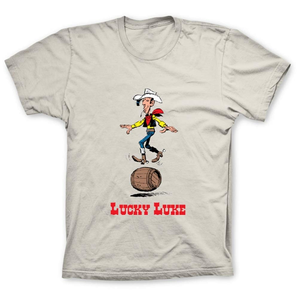 T-Shirt Lucky Luke en Coton Supérieur couleur sable maille douce coupe premium