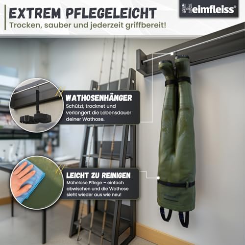 Heimfleiss® Wathose Herren Wasserdicht mit Stiefel (Gr. 43) | Unisex Nylon Anglerhose inkl. Zubehör | rutschfeste Fischerhose zum Angeln oder zur Teichreinigung | Wader Watthose Teichhose Angelhose