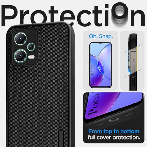 Image of Jkobi Back Cover Case for Xiaomi Poco X5 5G (Textured Grip Design | Camera Protection | Slim and Light Weight | Soft Touch and Feel | Black)
