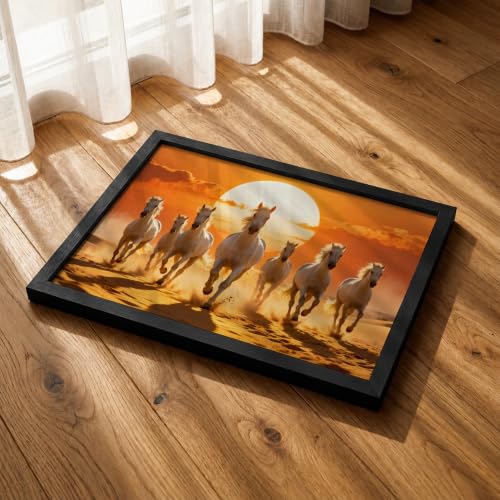 Image of Suneree 7 Horse Vastu Wall Painting (Landscape Collection) (Natural, Design 16, 48L x 33W cm)