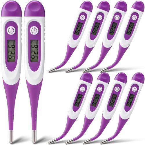 TrelaCo 10 Pcs Digital Thermometer Bulk for Adults, Purple