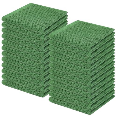 Image of Homaxy 100% Cotton Waffle Weave Kitchen Dish Cloths, Ultra Soft Absorbent Quick Drying Dish Towels, 12 x 12 Inches, 24-Pack, Grass Green