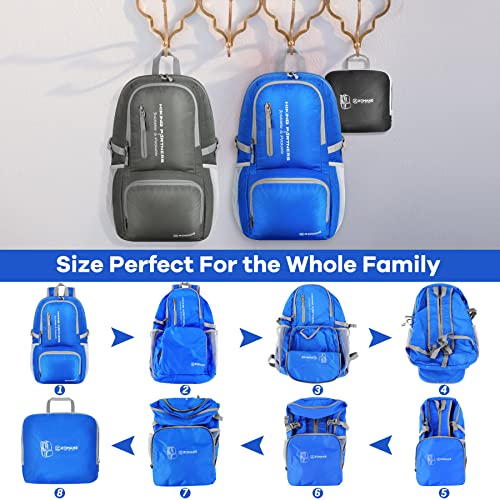 Image of ZOMAKE Lightweight Packable Backpack, 35L Foldable Daypack (Dark Blue) | Light Hiking Backpacks Water Resistant Collapsible Day Pack for Travel, Everyday Carry, Multi-Pocket Layout, Heavy Duty Nylon