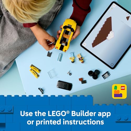 LEGO City Yellow Taxi Car Building Toy for Kids - Pretend Play Set for Boys & Girls, Ages 5+ - Toy Car W/Taxi Driver & Tourist Minifigures - Gift Idea for Birthdays - 60487 - image 6