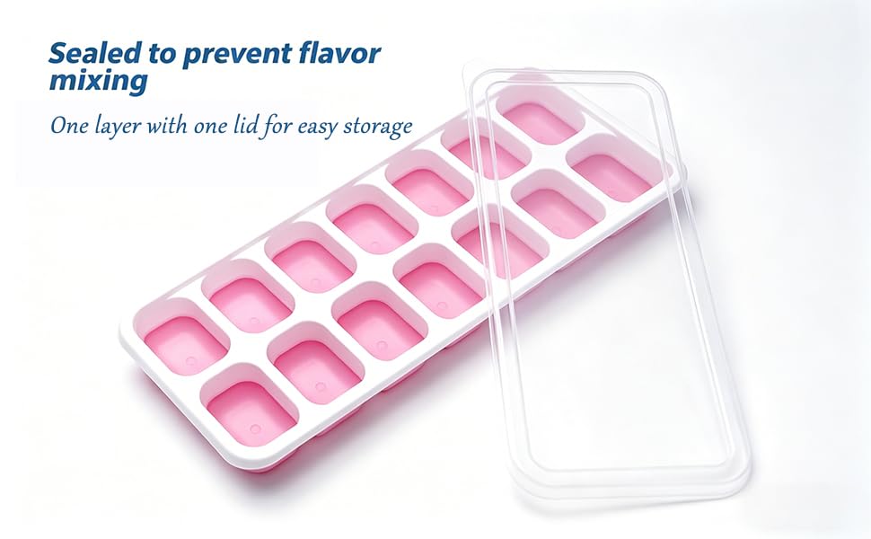 2 Packs de Moldes para Cubitos de Hielo de Silicona con Tapa miniatura 5