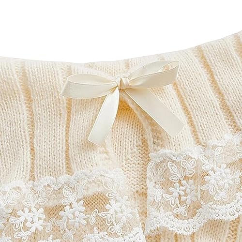 Women Off Shoulder Top Y2K Long Sleeve Lace Trim Knit Shirt Fashion Cute Solid Pullover Sweater2