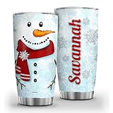 Wassmin Personalized Snowman Christmas Stainless Steel Tumbler With Lid 20oz 30oz Double Wall Vacuum