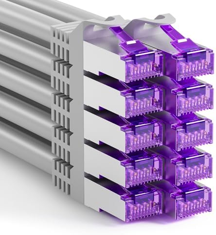 FGB 10 Gbps Patchkabel 0,15m x10, RJ45 Netzwerkkabel CAT 7- Grau | SFTP PIMF Schirmung, Kupferkabel Ethernet Kabel 15cm, Netzwerkschrank-Organisation, DSL LAN Kabel Kurz CAT7 CAT6