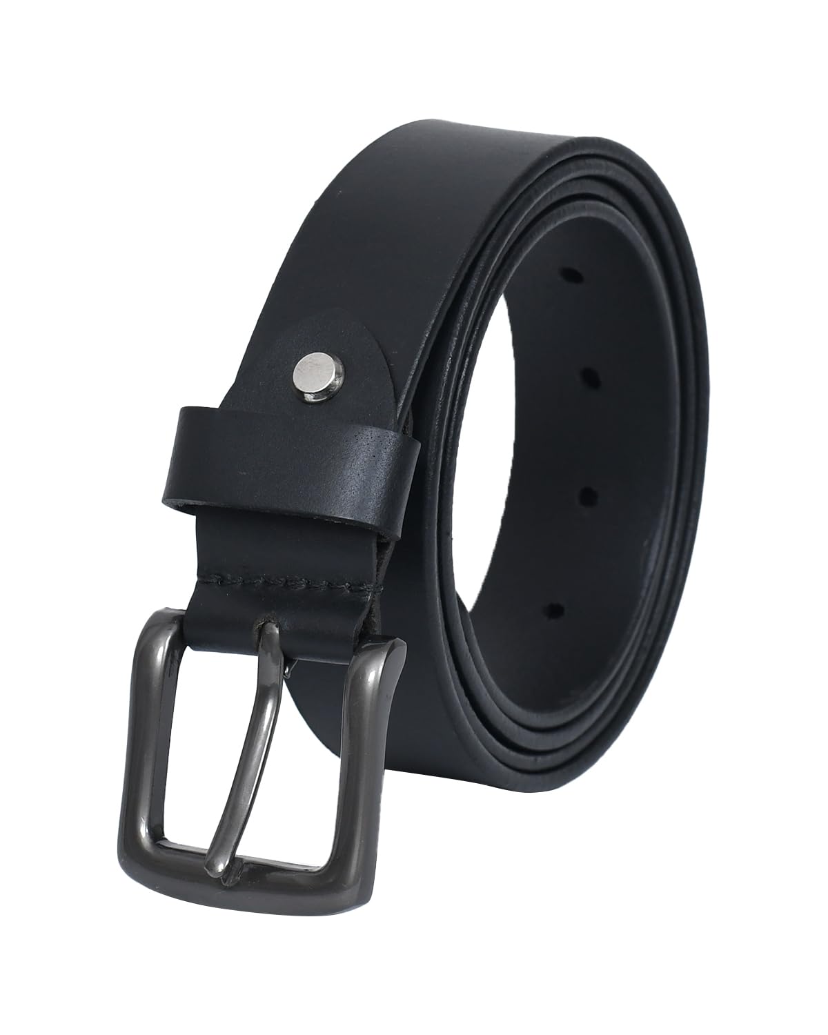 Black Drum Dyed Leather Belt for Men with Gun Metal Finish Buckle | Adjustable 5 Holes | Premium Genuine Leather Belt-image-43