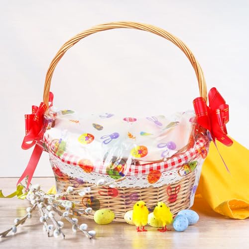 Image of JOYIT 100ft Easter Cellophane Wrap Roll with Egg (17.5 in x 100 ft) - 3 Mil Thick Easter Wrapping Paper Roll, Easter Cellophane Bags for Baskets Candy Gift Wrapping