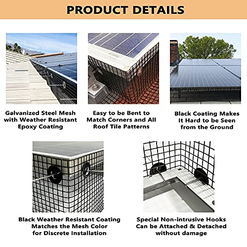 Prolee 8 Inch X 100Ft Solar Panel Bird/Critter Guard Anti-Rust With 100 Fastener Clips Rooftop Solar Panel Bird Wire Screen, Removable Without Damage #TOP3