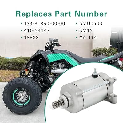 Starter & Relay Compatible with 2007 2008 Yamaha Grizzly 700 YFM7FG Replace # 1S3-81890-00-00 18888 410-54147 SMU0503 495346 Raptor 700 700R Rhino 700 Viking 700 Viking VI 700 Wolverine 700