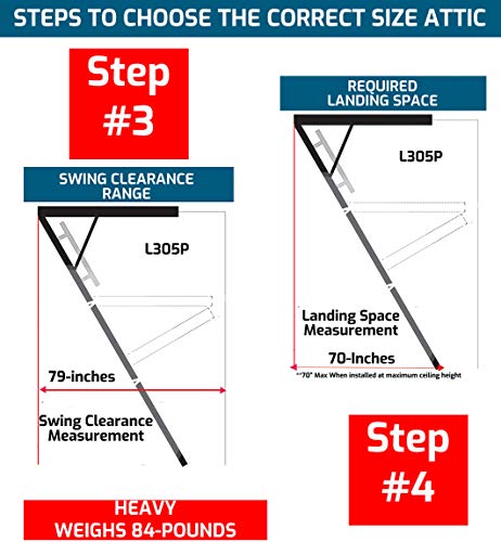 Louisville Ladder 30 by 60-Inch Big Boy Attic Ladder, 8-10-Foot Ceiling Height, 350-Pound Capacity, L305P