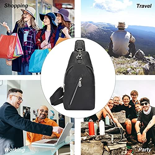Augus Men's Leather Crossbody Bags Chest Shoulder Bag Vintage Backpack Exquisite MetalClip Anti Theft Waterproof for Travel 6 Augus Men's Leather Crossbody Bags Chest Shoulder Bag Vintage Backpack Exquisite MetalClip Anti Theft Waterproof for Travel