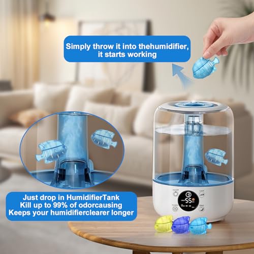 10PC Humidifier Cleaner Fish Universal Humidifier Tank Cleaner Works in All humidifiers and Fish Tanks Purifies Water, Prevent Hard Water Build-Up,Demineralization Cleaner(Blue Yellow Purple)