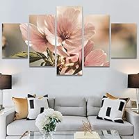 SIGNWIN 5 Panel Canvas Wall Art Pink Fields for Home Decorations Ready to Hang - 60