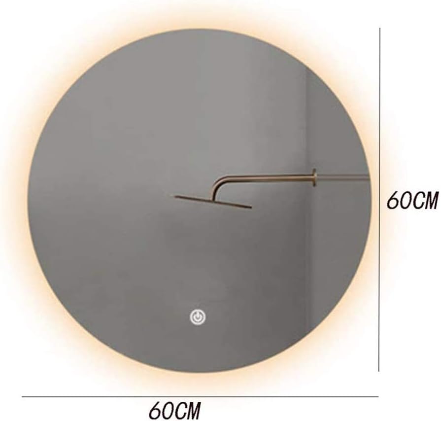 Bathroom Round Backlit LED Light Round Wall-Mounted Smart with lamp Single Touch Anti-Fog(60cm)