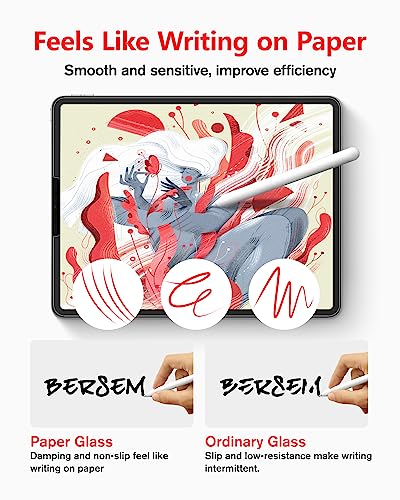 Bersem Paperfeel Glass Screen Protector Compatible With Ipad Pro 12.9 Inch (2022 & 2021 & 2020 & 2018), Ipad Pro 12.9 6Th / 5Th / 4Th / 3Rd Generation, [Tempered Glass] [Ez Kit] [Auto Alignment] #TOP3