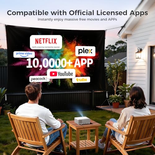 Image of GOODEE Mini Projector with WiFi and Bluetooth - Built-in Apps, 1080P HD Home Theater Compatible with Netflix /YouTube /Prime Video, Short Throw Projectors Support HDMI /Smartphone /Laptop