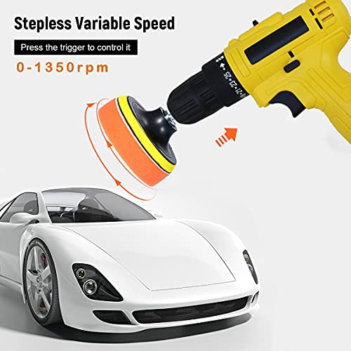Image of Plastic Multi Function 12V Lithium-Ion Cordless Drill Machine with 2 Battery and Two Speed Control with 3Pcs Buffing Pads Polishing Grip Pad for Car Polisher (Multicolour)
