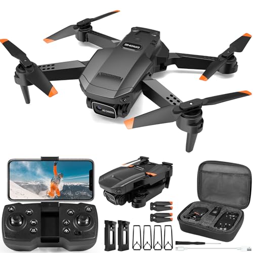 Mini Drone with Camera for Adults Kids, 1080P HD Foldable FPV RC Quadcopter with Upgrade Gesture Control, 90° Adjustable Lens, Headless Mode, 2 Batteries, Carrying Case, Altitude Hold, 3D Flip