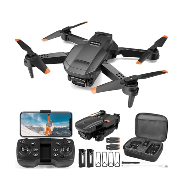 Mini Drone with Camera for Adults Kids, 1080P HD Foldable FPV RC Quadcopter with Upgrade Gesture Control, 90° Adjustable Lens, Headless Mode, 2 Batteries, Carrying Case, Altitude Hold, 3D Flip