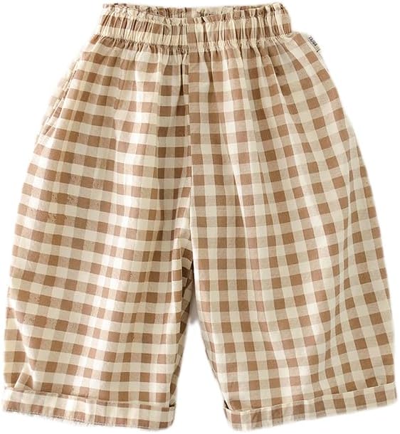 Spring Autumn 6Months-4Years Toddler Thin Cotton Plaid Elastics Pants for Baby Boys and Girls