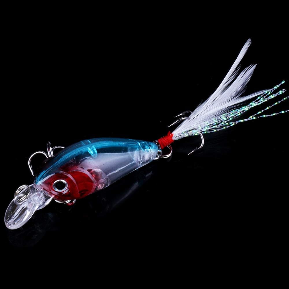 OriGlam 5 Pack Minnow Fishing Lure Crank Bait, Fishing Bass Bait Lures Hard Artificial Bait, Crankbait Fishing Lures Hooks 3D Eyes for Bass Fishing Lure Freshwater and Saltwater