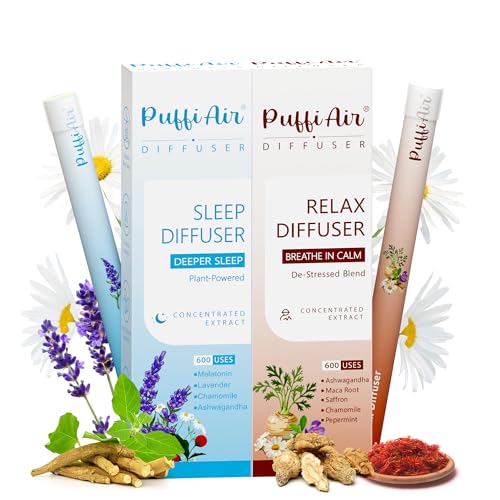 Image of Herbal Diffuser Duo, Sleep and Relax Diffuser Pens with Extract of Melatonin, Chamomile and Other Biotanicals, 100% Natural Swap - Up to 600 Uses (Varies by Usage), Stress Relief Duo