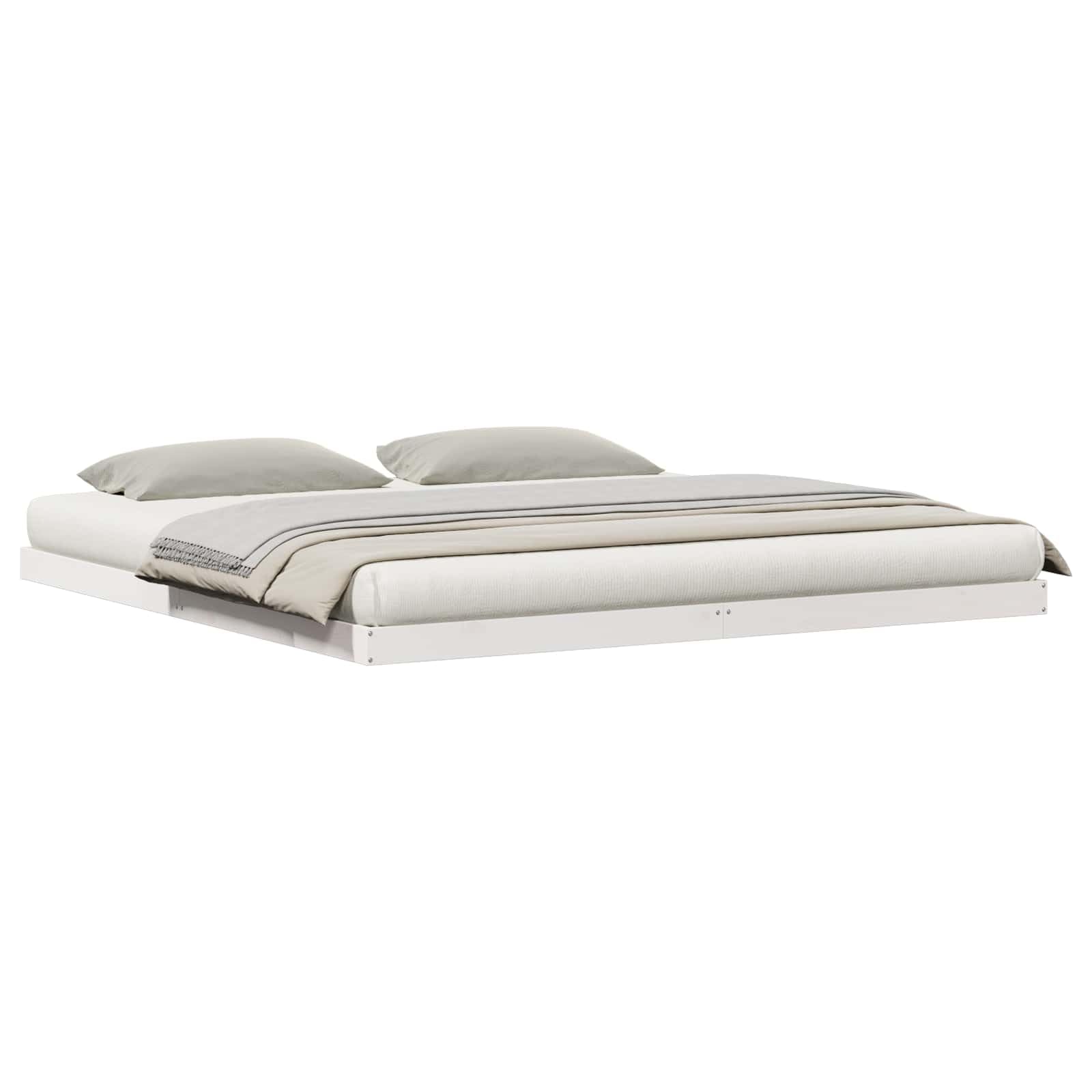 vidaXL Floor Bed Frame White 213.5 x 184 x 9 cm Solid Pine Wood — image 1