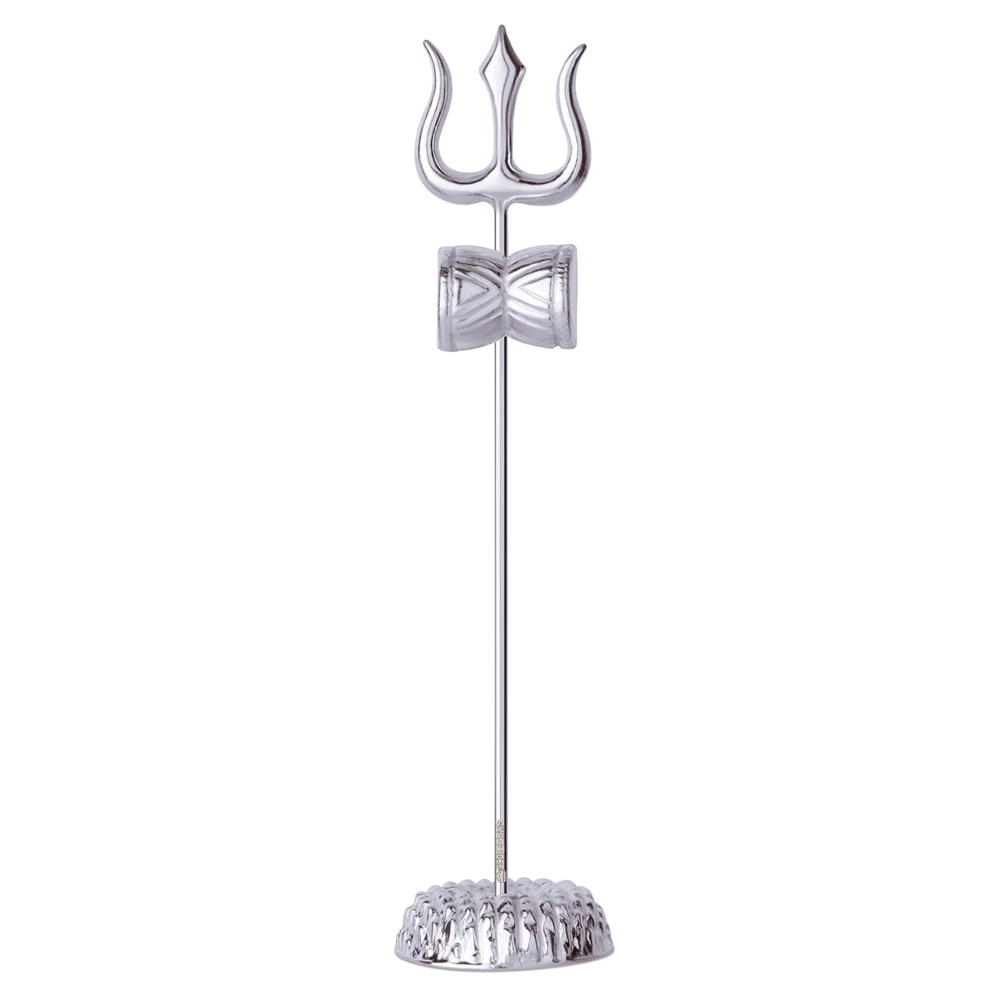 Osasbazaar Silver Trishul Trident Damru Damaru Damroo with Stand for Puja - 97%-99% Pure BIS Hallmarked - Small Size-image-2