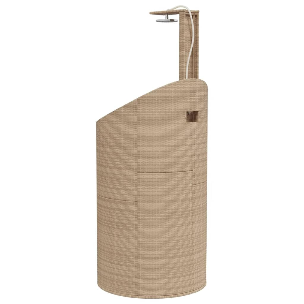 vidaXL Ducha de Exterior, Ducha con Rociador Giratorio, Ducha para Piscina, Mueble para Patio Jardín, Ratán PE y Madera Acacia Beige