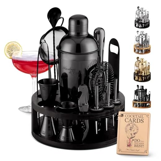 Mixology & Craft Bartender Kit - 15 Piece Set Including Cocktail Shaker and Bar Accessories, Perfect for Drink Mixing at Home, Plus Exclusive Recipe Cards
