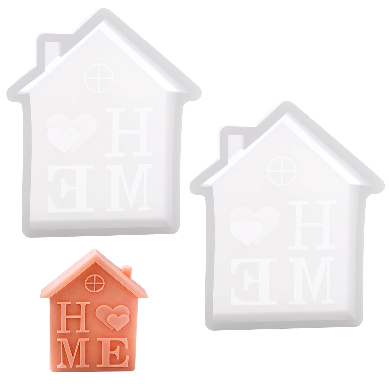 LOKBY Pack of 2 Silicone Moulds House, Candle Moulds for Casting, Soap Mould, House Silicone Moulds, Casting Moulds, Gaus Silicone Mould, Houses for Making Candles, Soap, Crafts, House Ornament