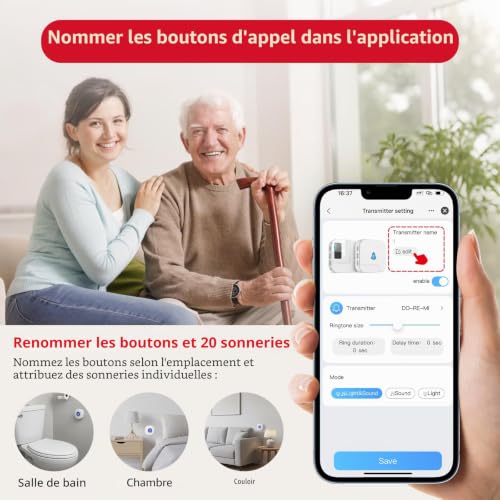 CallToU Collier Alerte pour Personne Âgée WiFi, Alarme Senior avec Notifications Smartphone, Partage Familial Multi-utilisateurs, sans Limite de Distance – vue 5