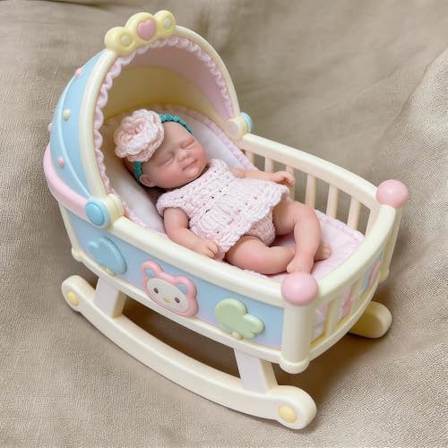 Muñeca bebé reborn de silicona 4.5 pulgadas con kit de alimentación miniatura 5