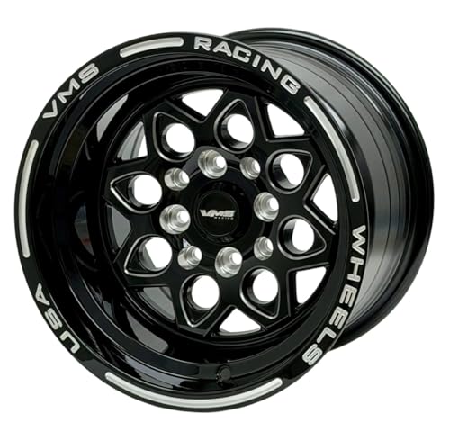 VMS Racing Rocket Series Wheel 13x9, 4x100 & 4x114.3 Bolt Pattern, 0mm Offset, 73.1mm Center Bore Black with Milling Single Wheel