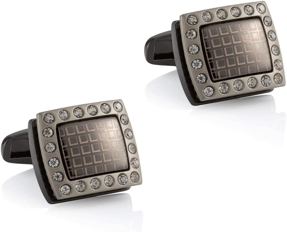 Square Plated Diamond Alloy Cufflinks Men's Shirt Accessories French Cufflinks(Gray)