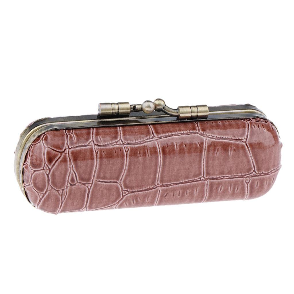 Cracked Stone Leather Lipstick Lip Gloss Case Storage Box Holder with Mirror Brownmakeup Bags Cases Makeup Health-image-2