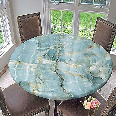 SUPNON Elastic Edged Round Tablecloth Marble Patterned Texture Background Decorative for Holiday, Dinner Parties, Special Occasions W0356174 55" Cover