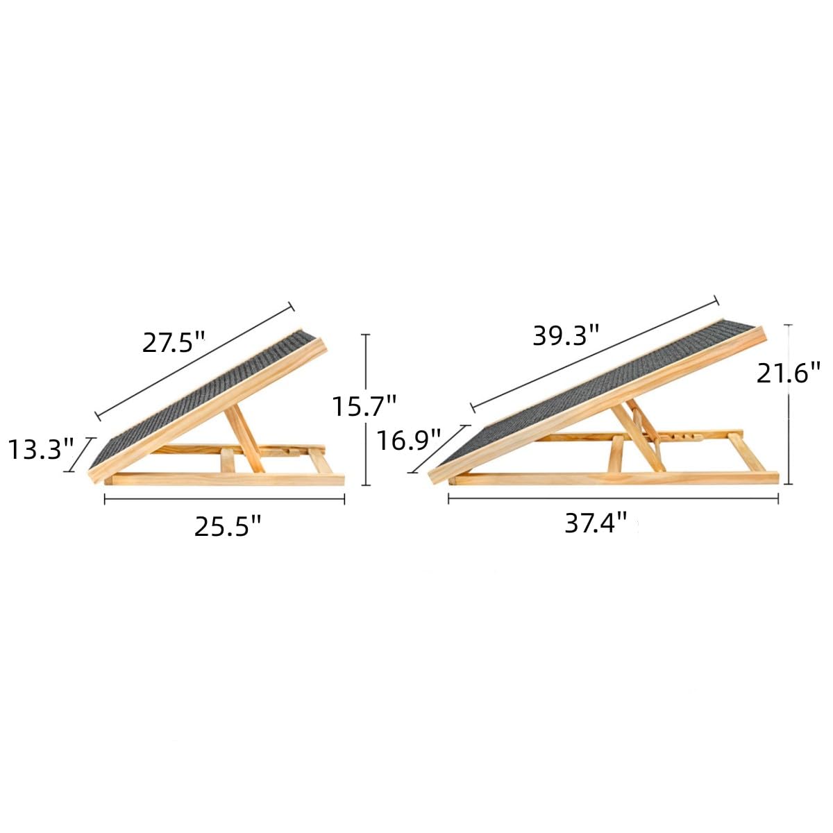 Rampa ajustable para mascotas para todos los perros y gatos, rampas plegables de madera portátiles para perros, para coche, SUV, sofá, para camas altas, altura ajustable, rampa resistente para